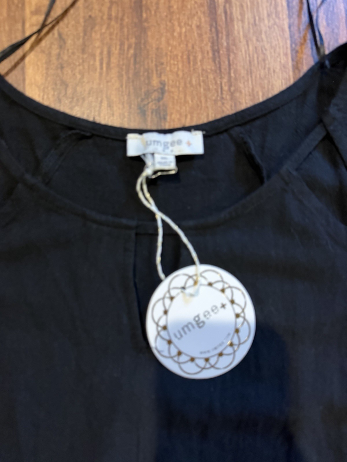 UMGEE Black Solid Round Neck 3/4 Sleeve Pullover Dress Plus 1X New w/ Tags