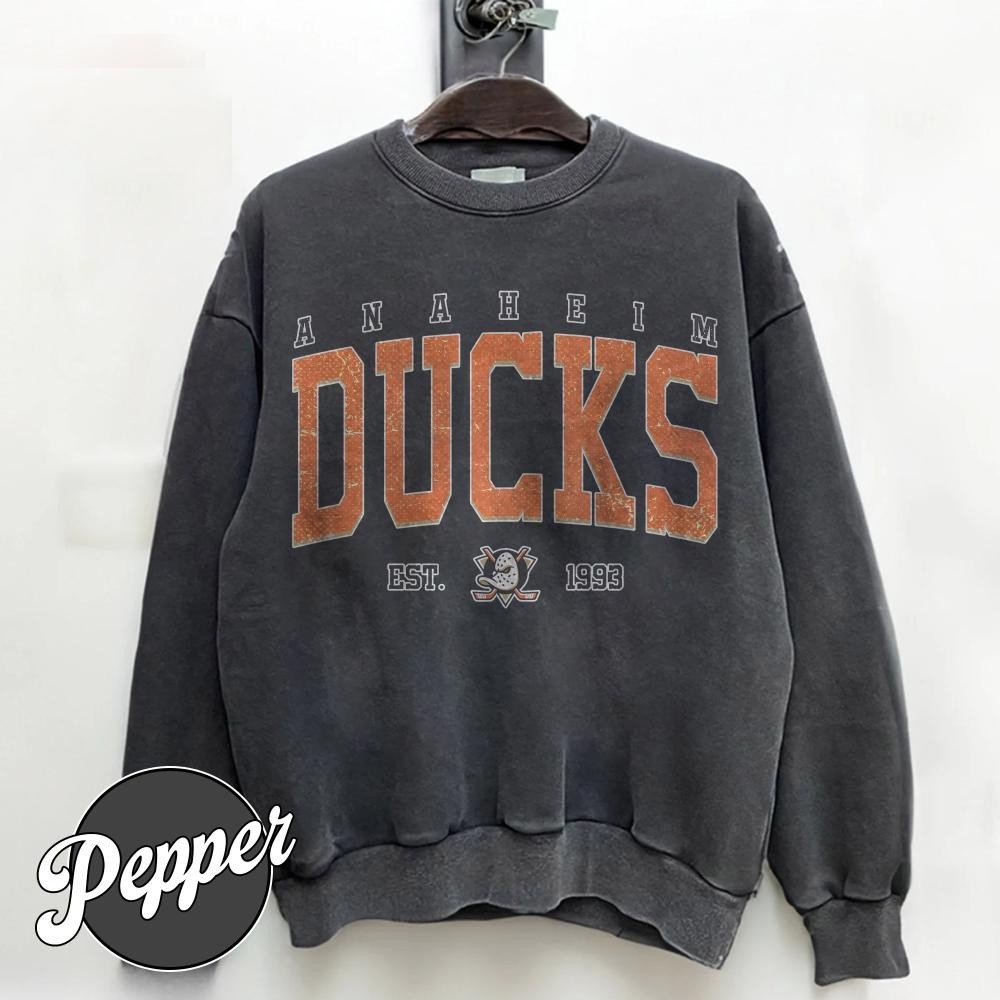 Anaheim Ducks Ice Hockey Sweatshirt Comfort Color Pepper S – 3XL