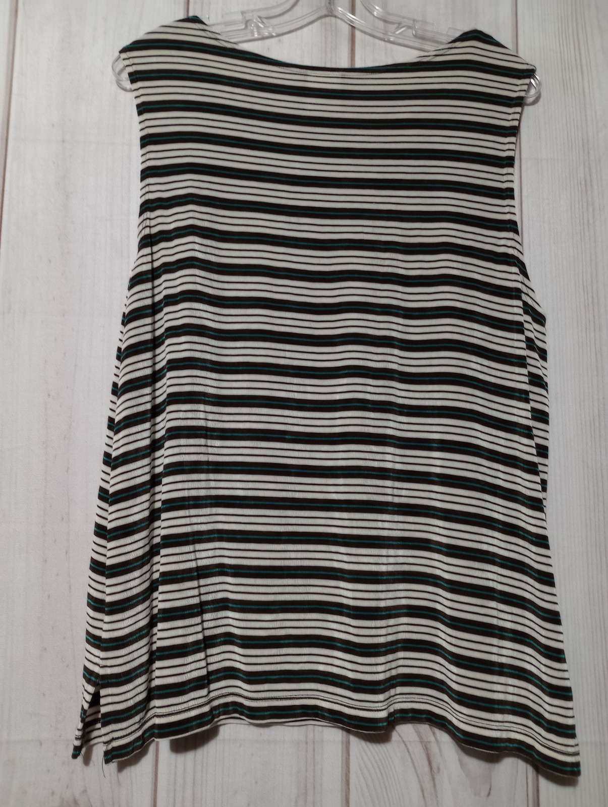 Citiknits Shirt Womens 1X Brown Black White Striped Sleeveless Stretch Top