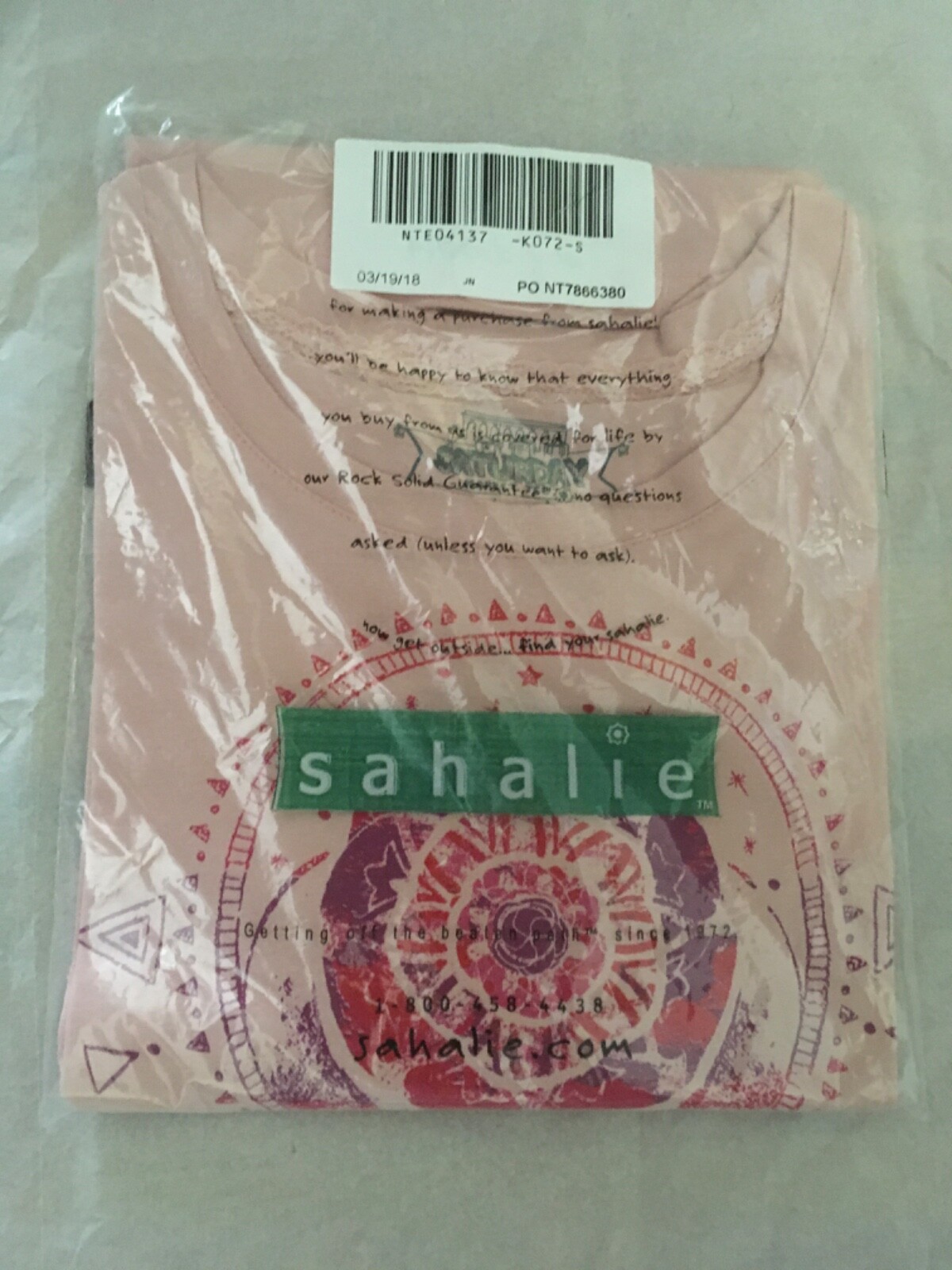 NEW SAHALIE WOMENS SATURDAY MARKET LONG-SLEEVE TEE TSHIRT PINK MOTIF SMALL