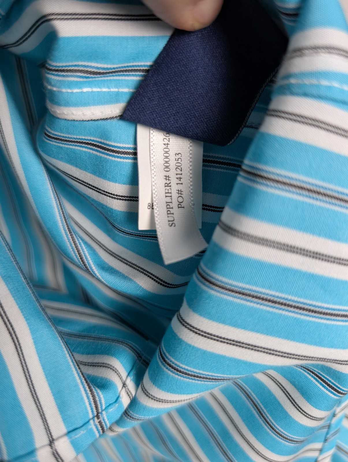 Chaps Button-Up Womens P/XL Blue Striped Collared Long Sleeve Cotton Easy Care