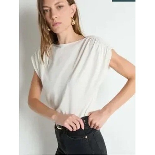 Nation Los Angeles Rebecca Boatneck Tee L Porcelain Off White Pima Cotton NWT