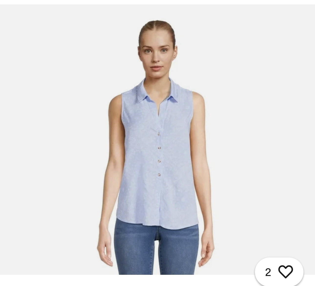 No Boundaries Blue / White Paisley Pattern Sleeveless Blouse With Collar