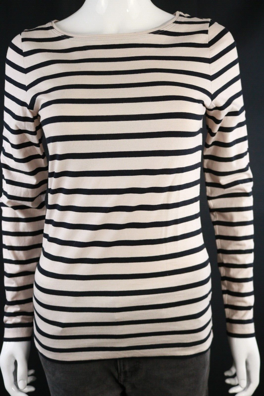 JIGSAW Womans Top Black Natural Stripe UK Size XS