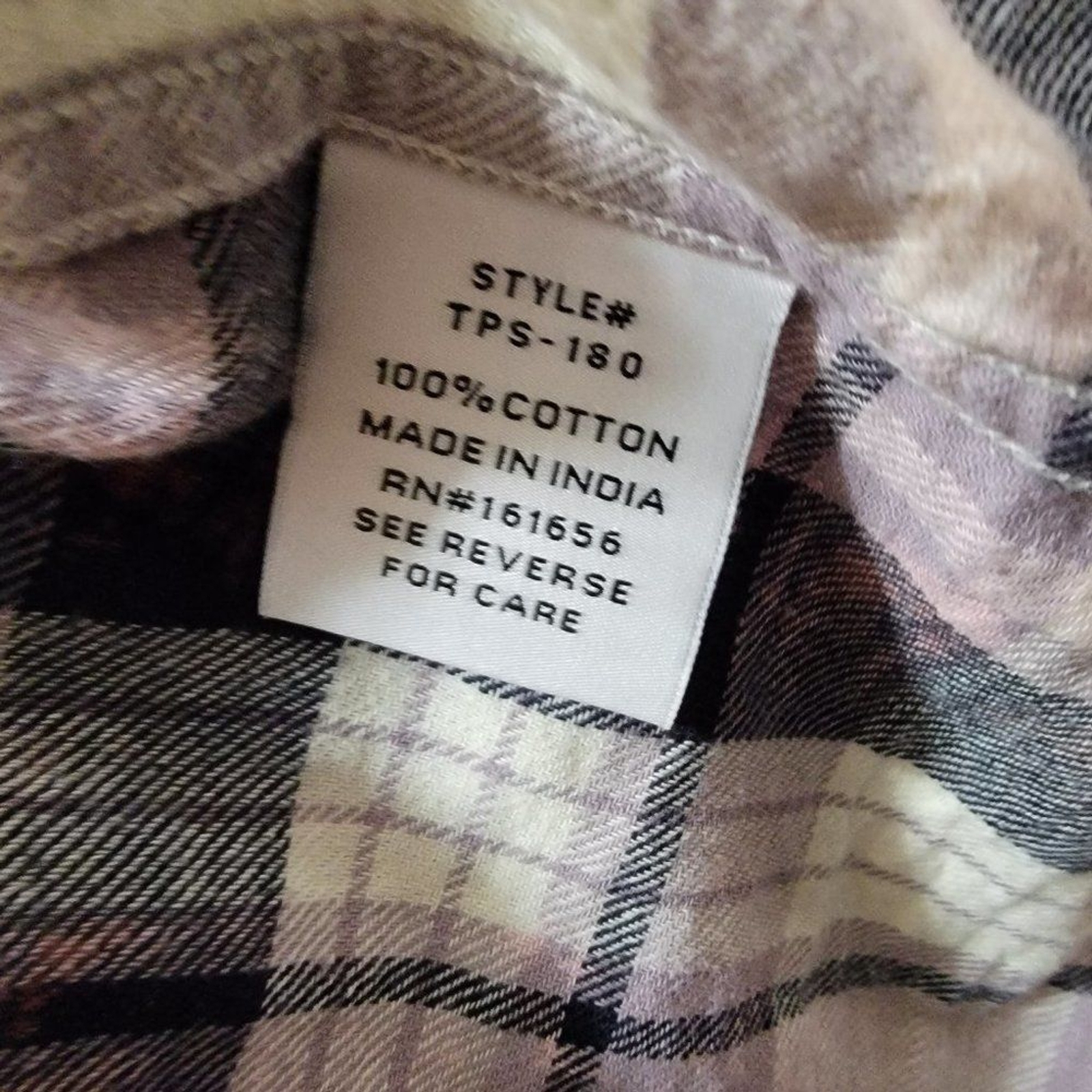 Lavender Purple Plaid Double Pocket Button Down Long Sleeve Bleach Splatter Sz L