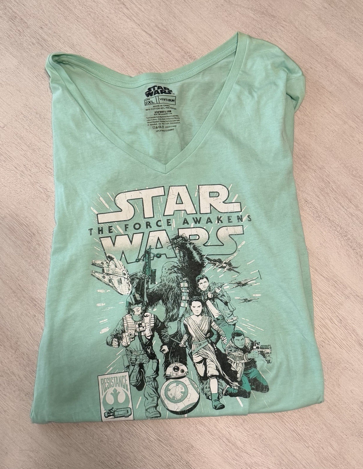 Star Wars Shirt Womens 2XL Teal V Neck Hard To Find !!!!