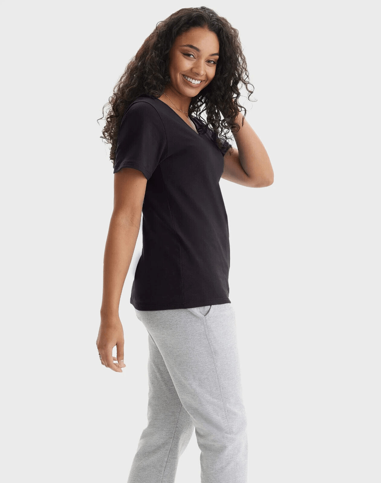 Hanes T-Shirt Women’s Cotton V Neck Short Sleeve Perfect-T Size XL