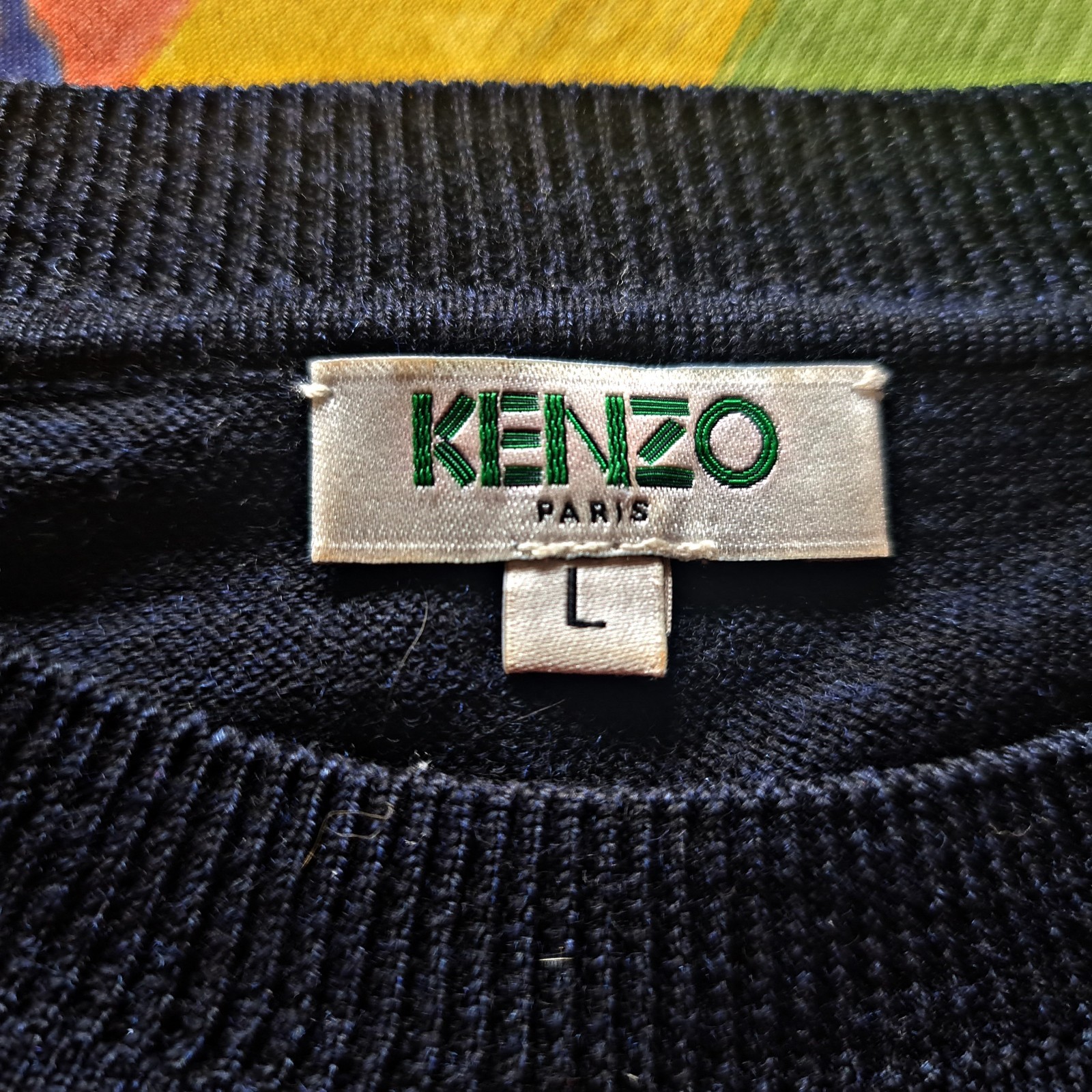 BLOUSE FRANCE AUTHENTIC KENZO PARIS FLORAL ART WOOL SILK WOMENS TOP US 12 EU 40