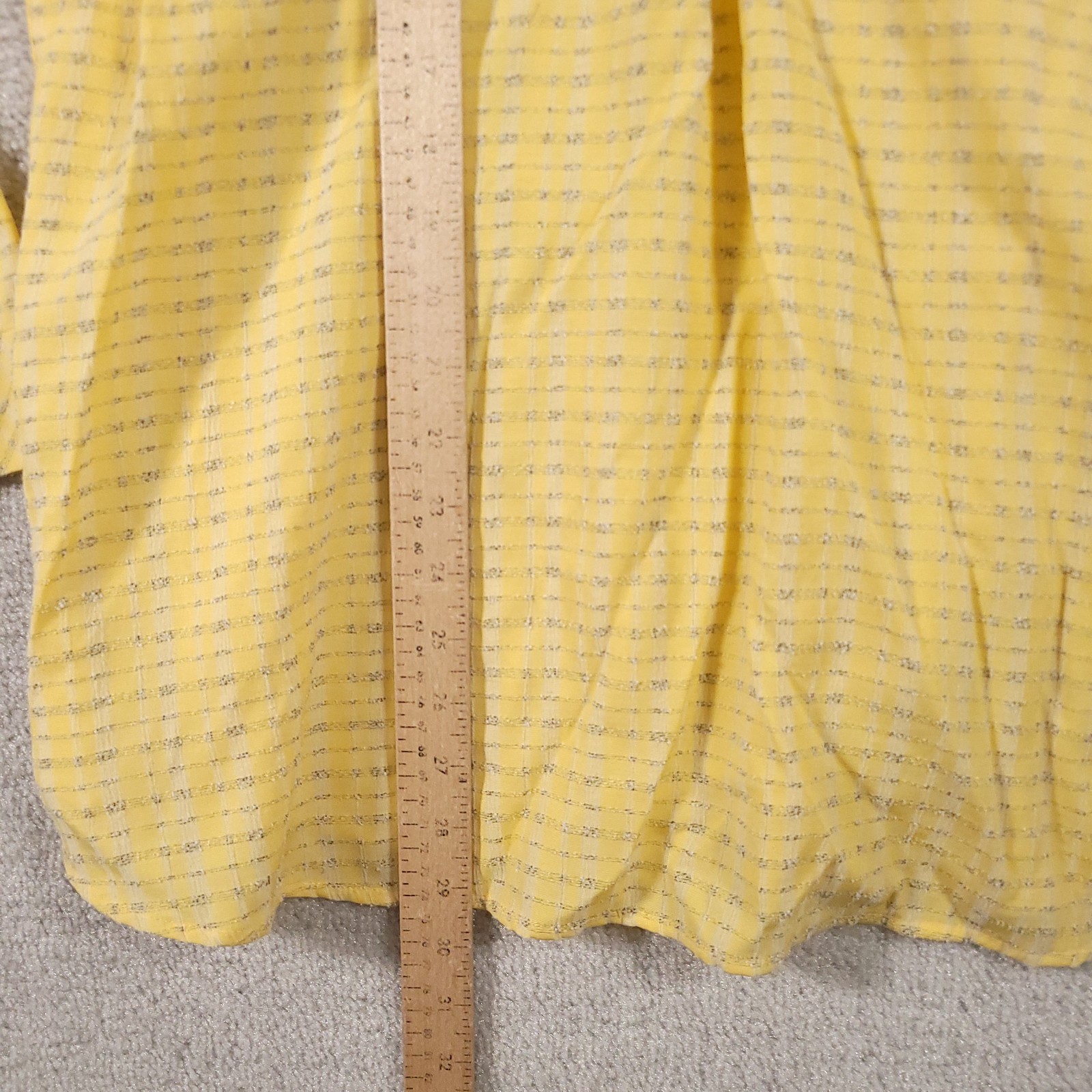 Christopher & Banks Henley Collared Shirt Women’s Medium Yellow Blouse Pockets