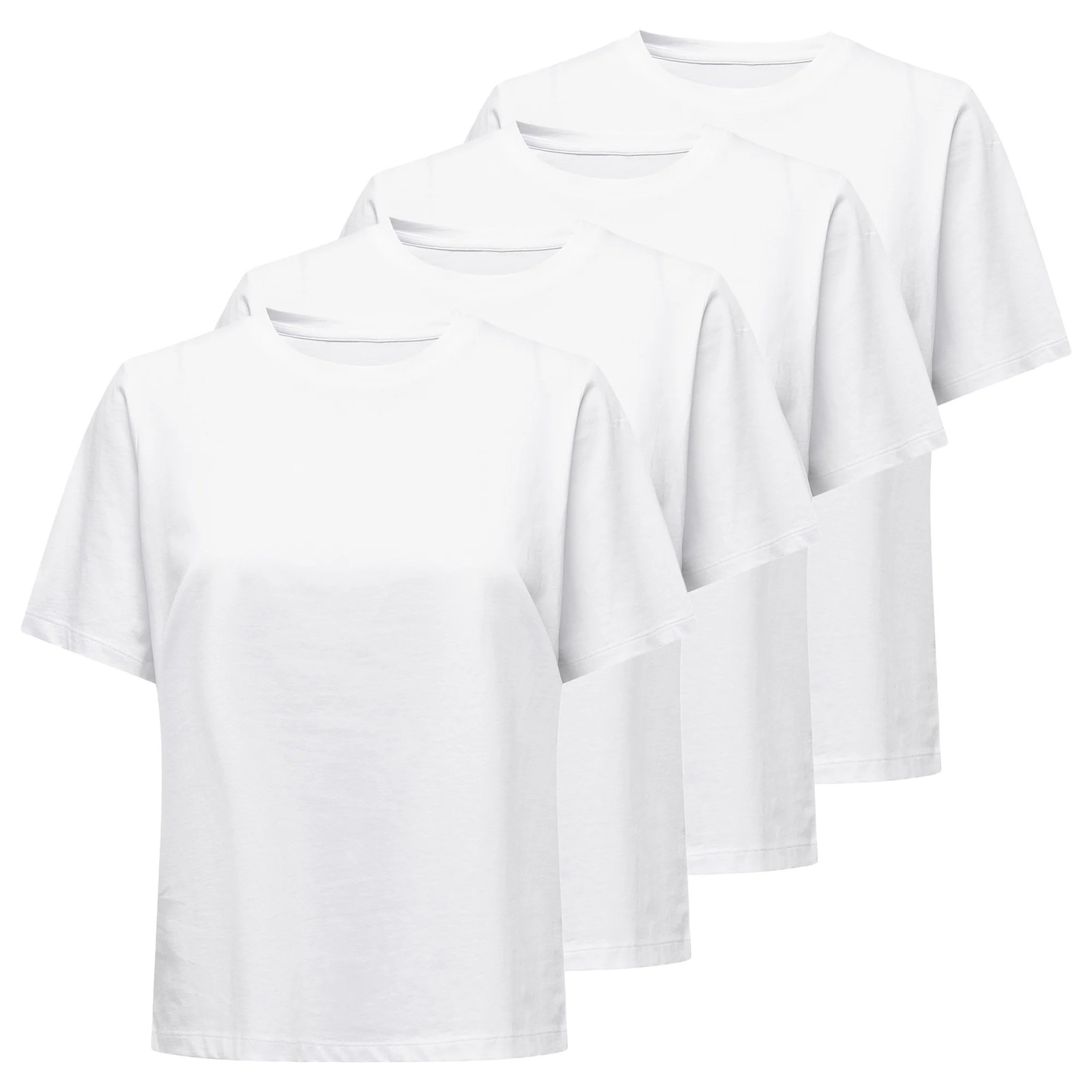 ONLY Women’s T-Shirt 4 Pack – ONLY TEE, Crew Neck, Cotton, Solid Color