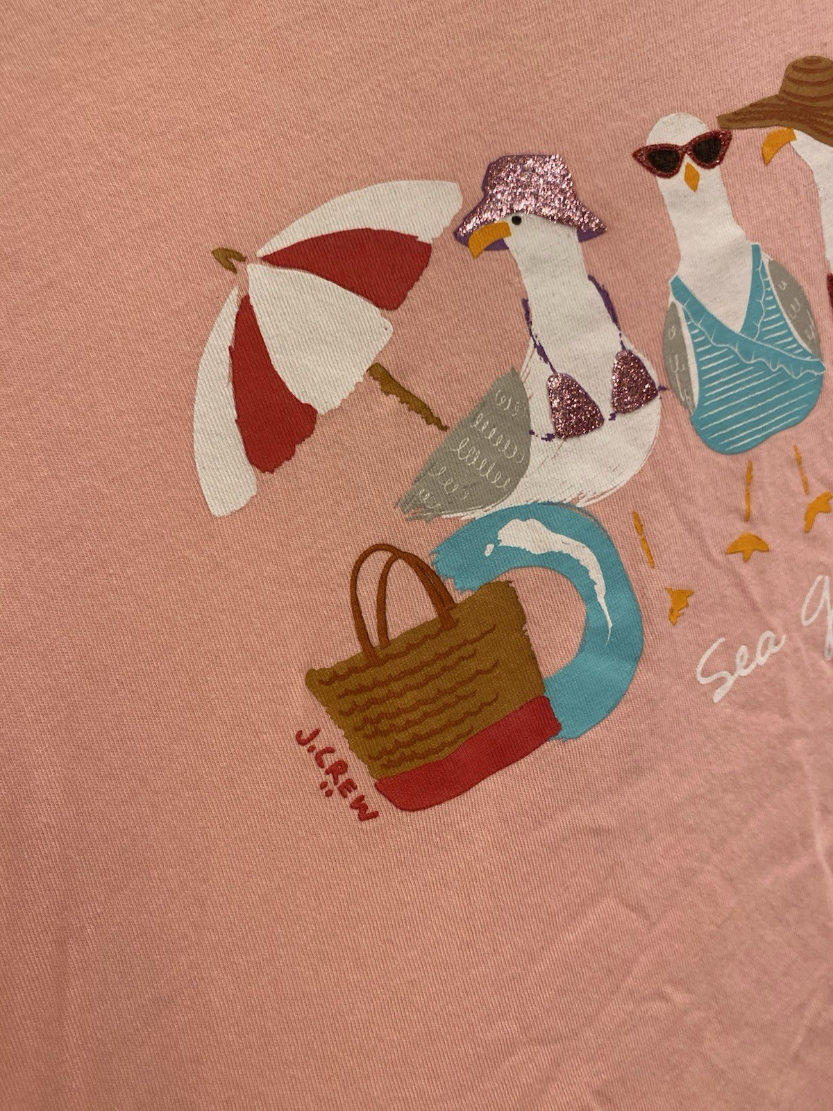 J.CREW COLLECTOR TEE “SEA GALS” SEAGULL DESIGN GIRLS BEACH TRIP SIZE MEDIUM CUTE