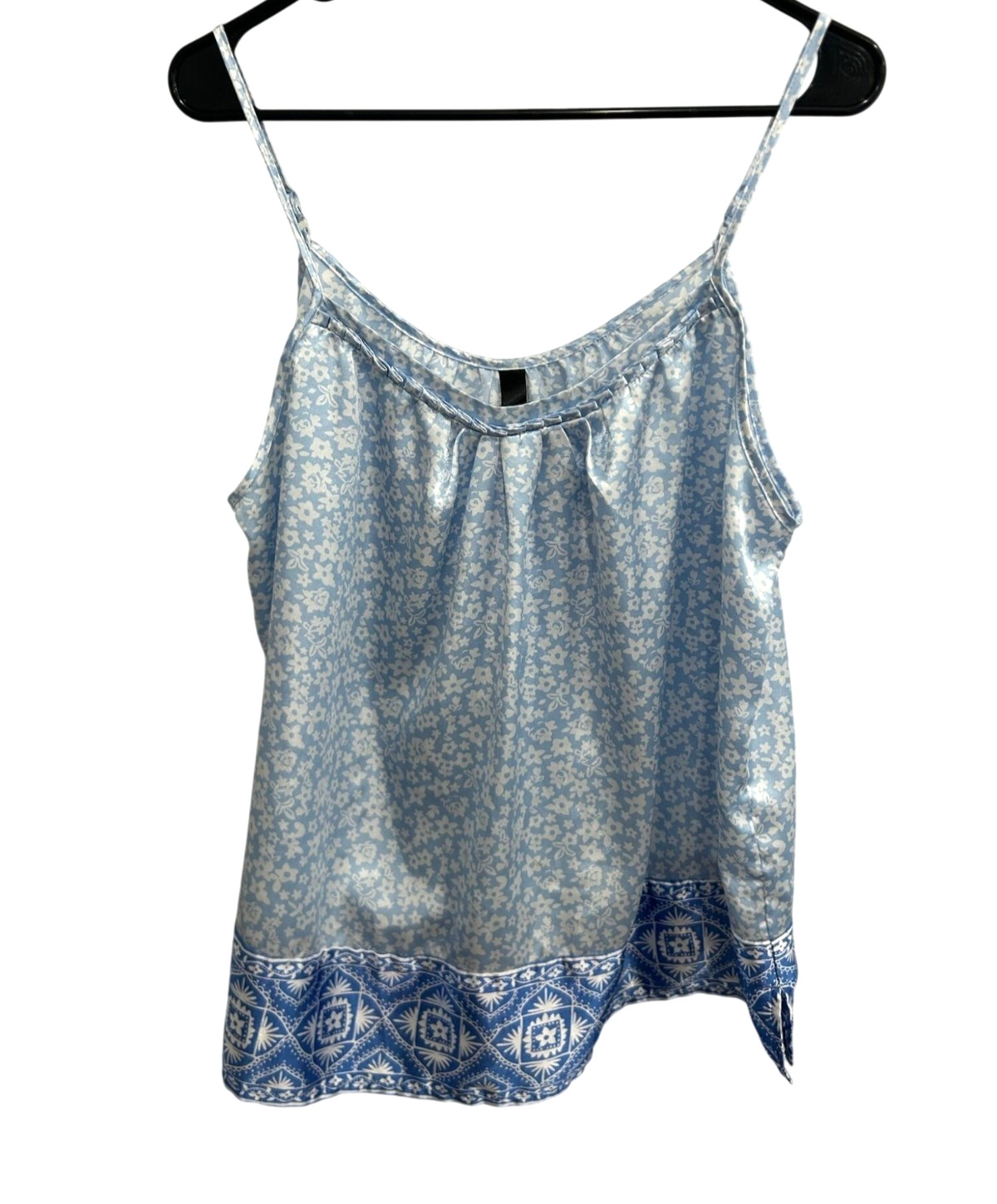 Blue Floral Camisole Tank Top Thin Adjustable Straps Floralcore Soft Girl
