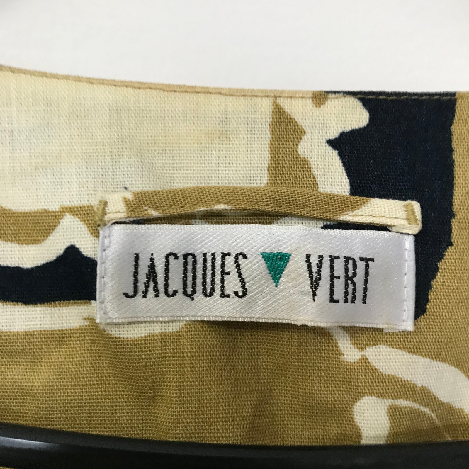 Vintage Jacques Vert Lion Print Linen Yellow Blue Blouse Size 14 Oversized