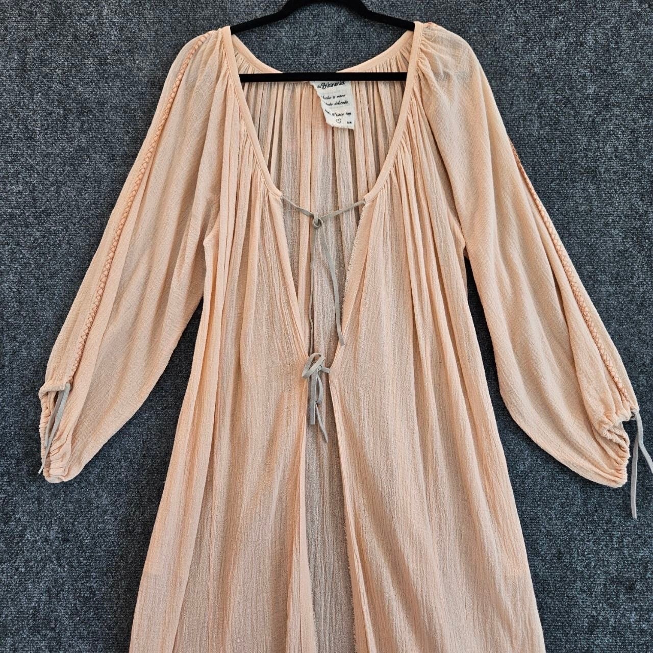 La Bikineria Handmade Mexico Gauze Cover-Up Peach S/M Boho Beach Duster NWT