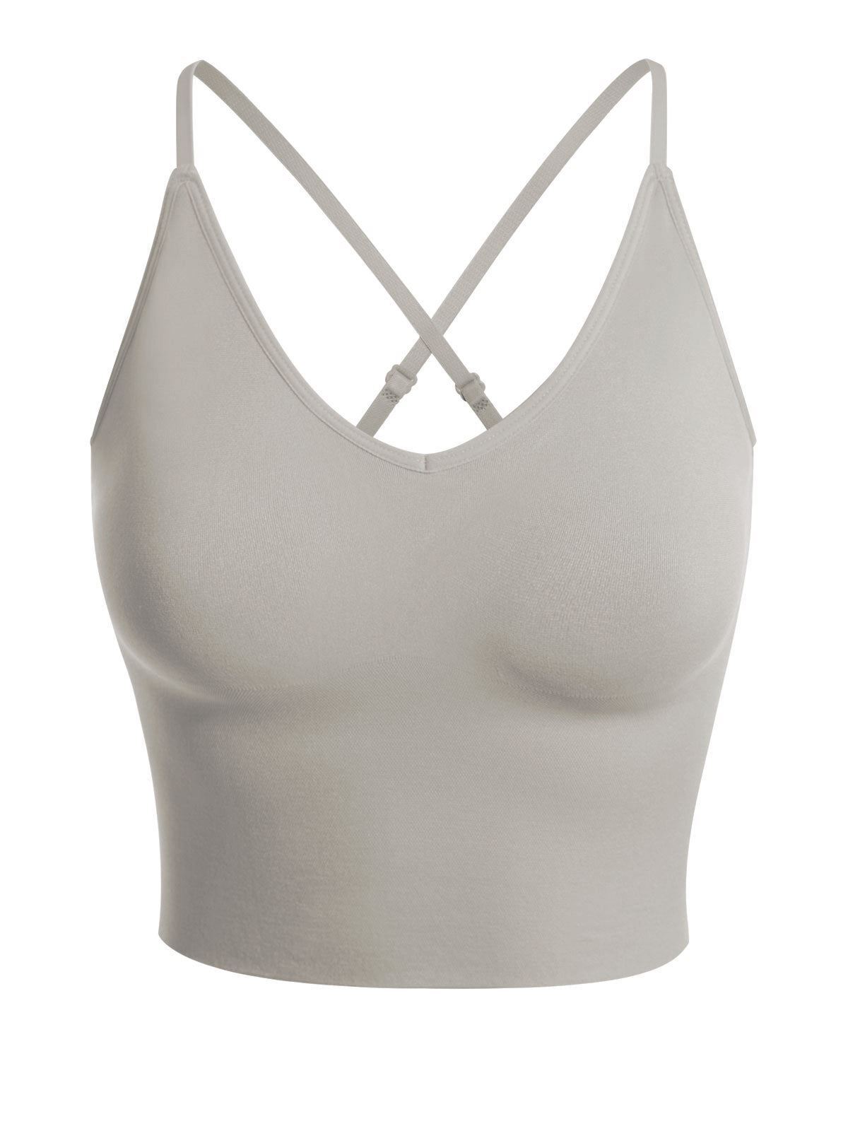 MixMatchy Seamless Padded Workout Sports Bra Cami Cropped Yoga Tank Top