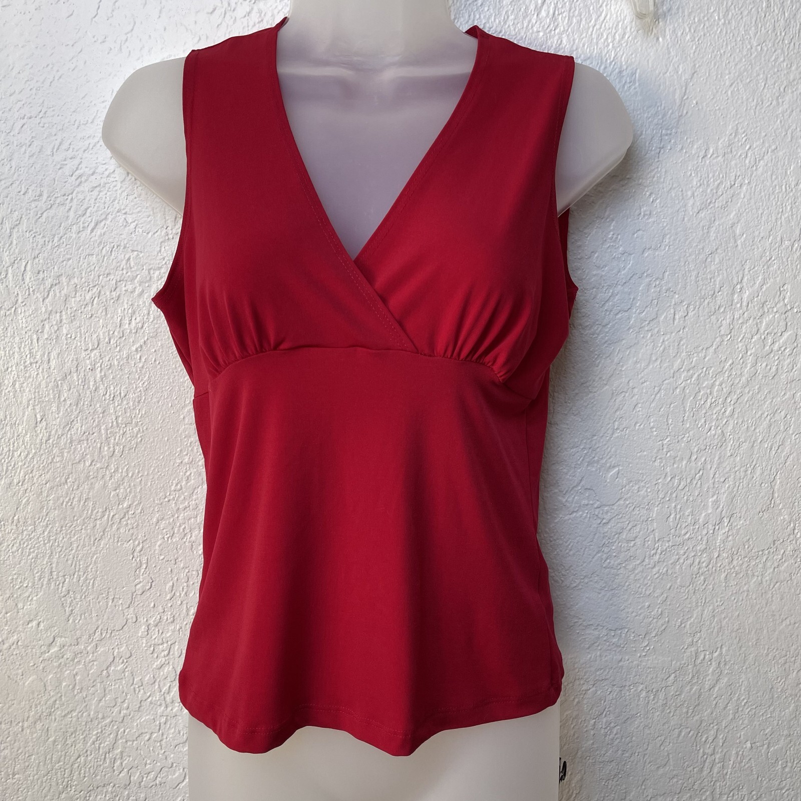 Hiatus Women Y2K V-Neck Baby Doll Tank Top Red Size L Casual Minimalist Resort