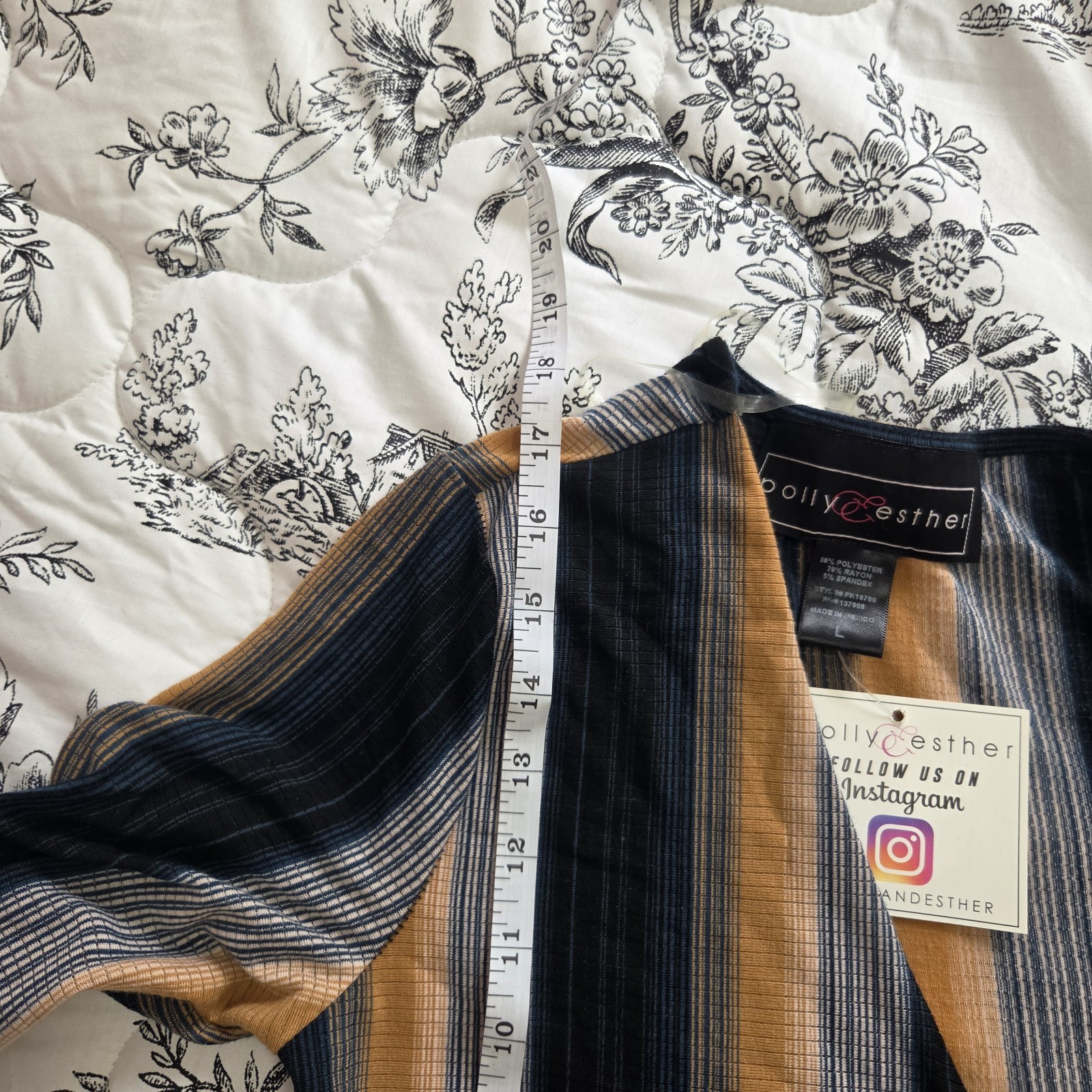 Polly & Esther faux wrap v neck Top multicolor festival hippie bohemian Size L