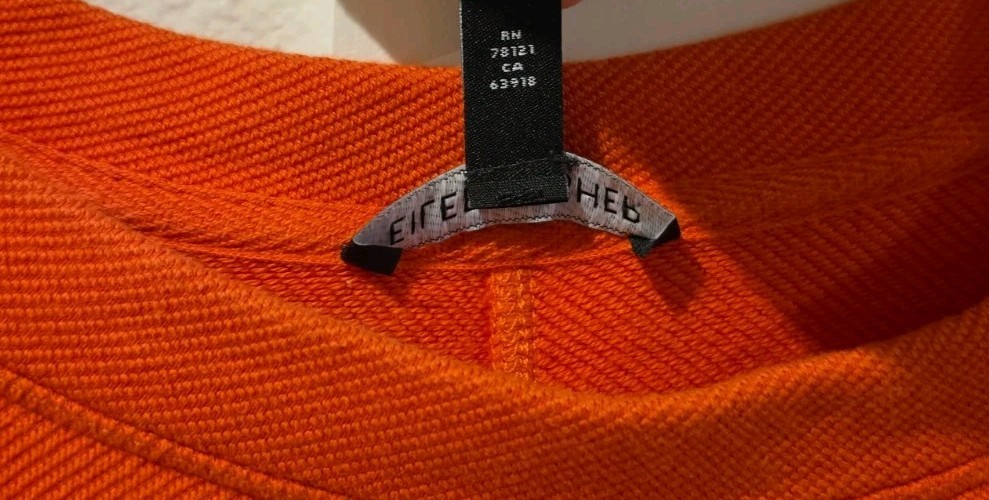 Eileen Fisher XL Organic Cotton Orange Textured Knit Tunic Knit Top Autumn Fall
