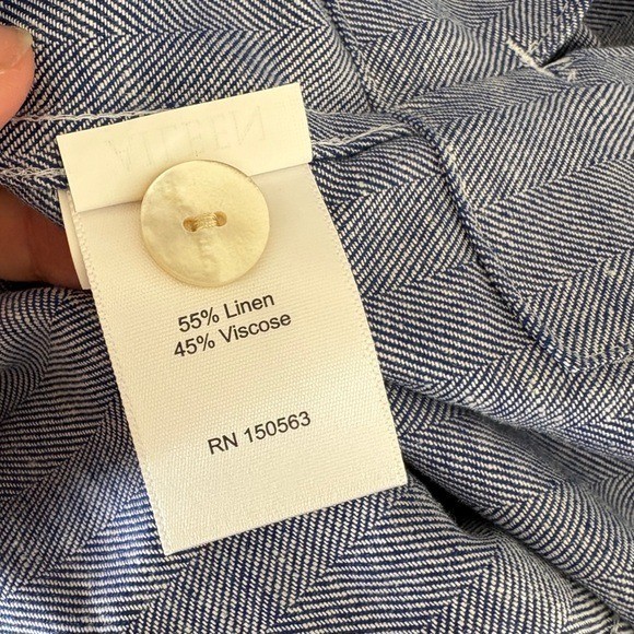 NWT Hinson Wu “Aileen” 3/4 Sleeve Collared Shirt in Marine Blue Sz 4