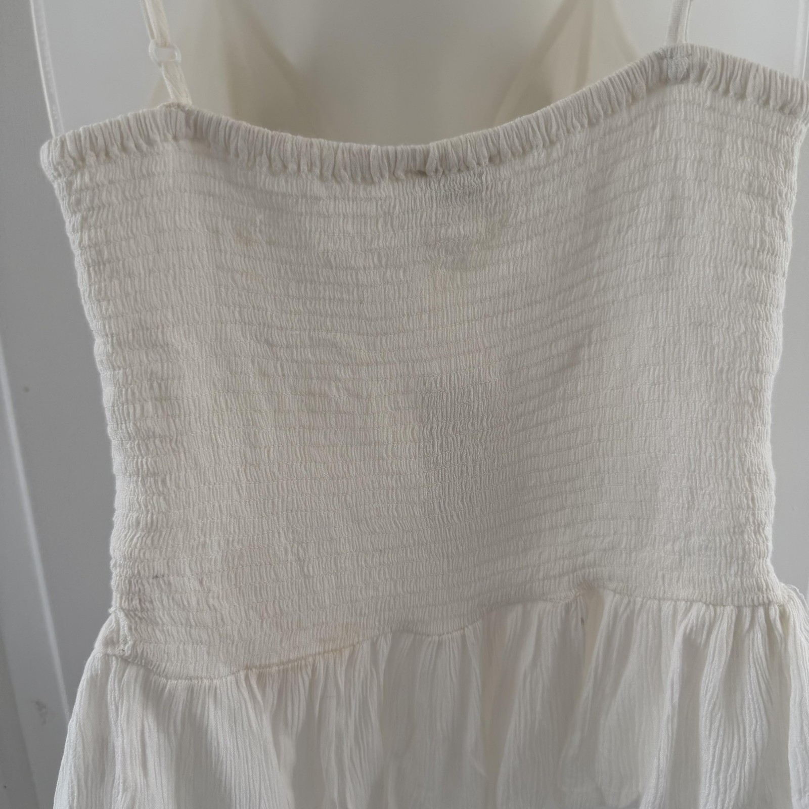 Patrons Of Peace Tank Top Womens M White Ruffle Tie Front Peplum Cami Boho NWT