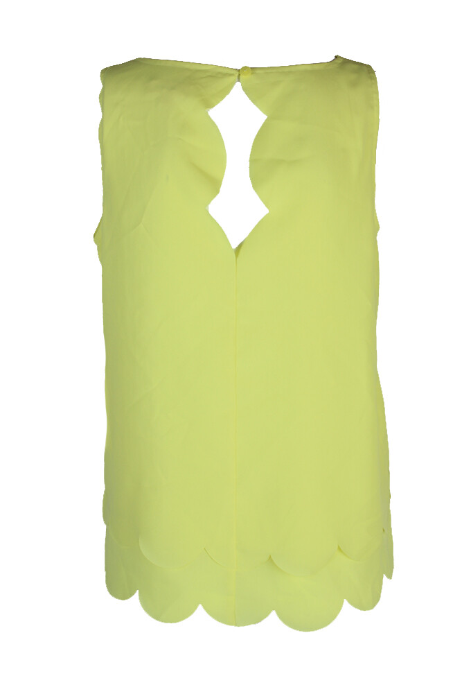 Maison Jules Acid Yellow Sleeveless Tiered Cutout Shell L