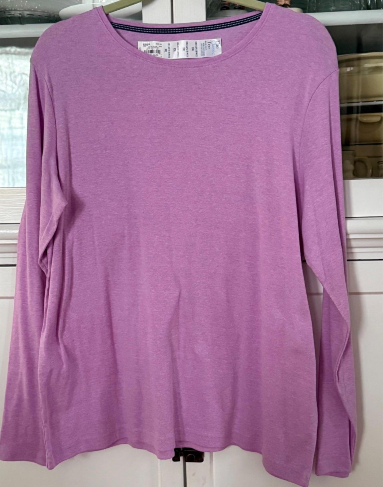 CROFT&BARROW CLASSIC TEE Woman XXL Cotton Poly Top Shirt Long Slev Crew LAVENDER