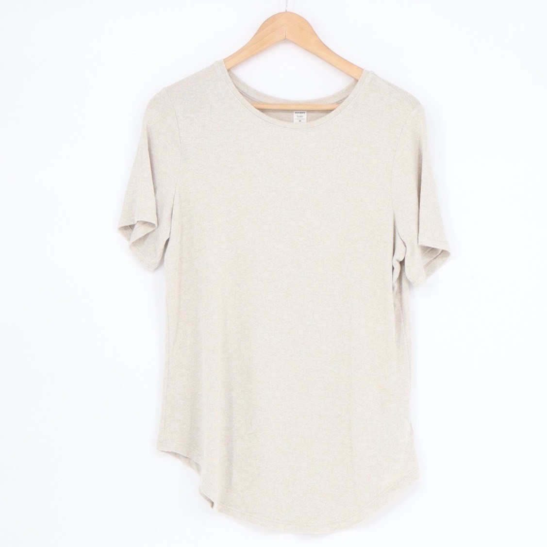 Old Navy Luxe T-Shirt Womens Medium Heather Gray Knit Short Sleeve Crew Neck