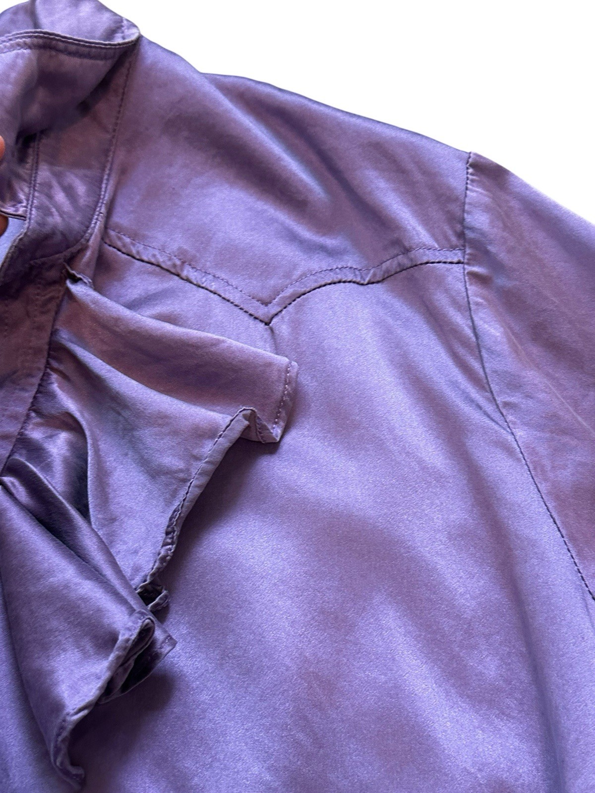 Tasha Polizzi Womens Purple Silk Blouse Ruffles Victorian Whimsygoth Regency XL