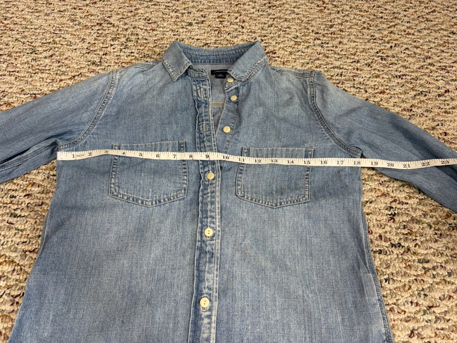 J Crew Women’s Light Wash Denim Button Front Long Sleeve Shirt Size 0