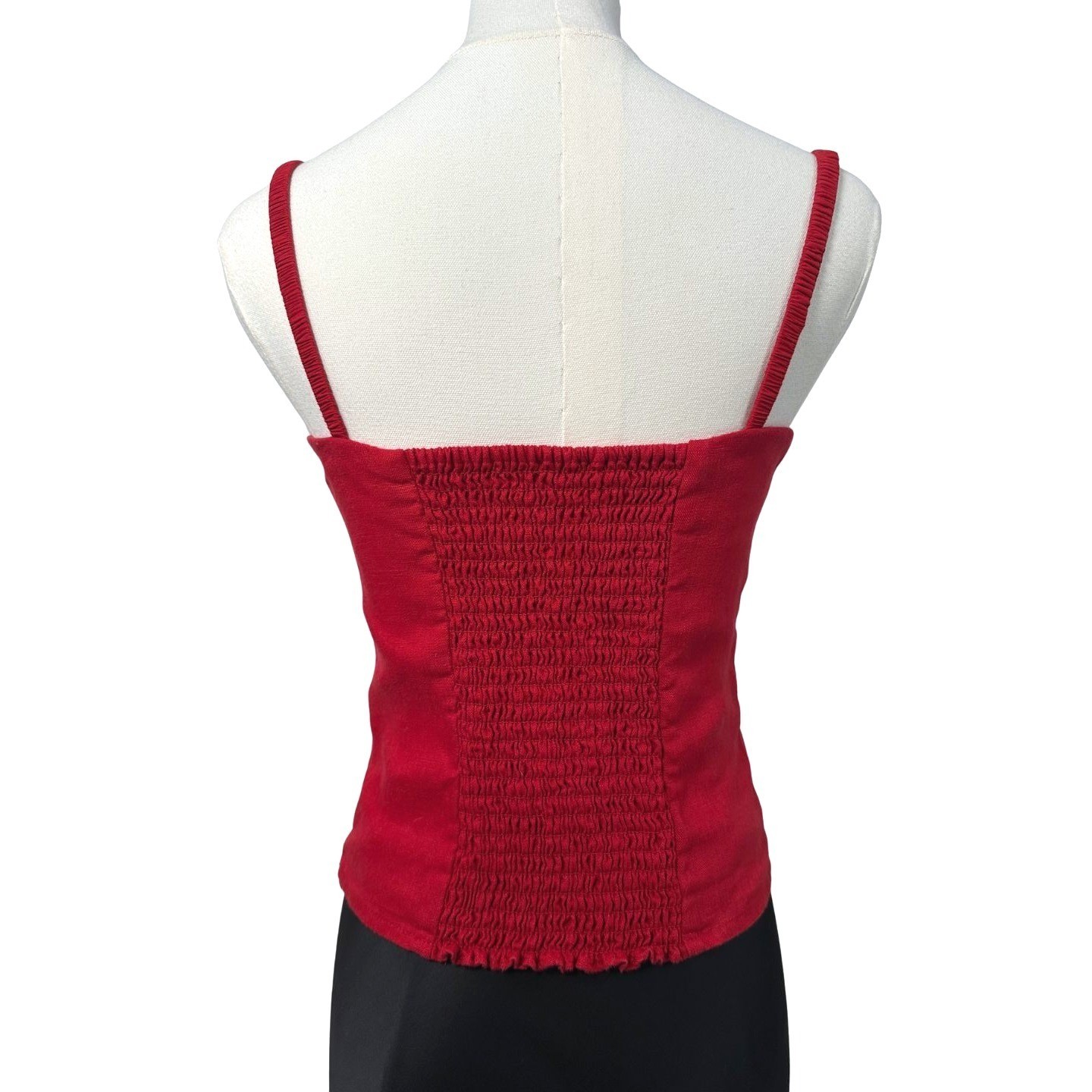 Reformation Emery Linen Top Lipstick Red Rosette Tank 2