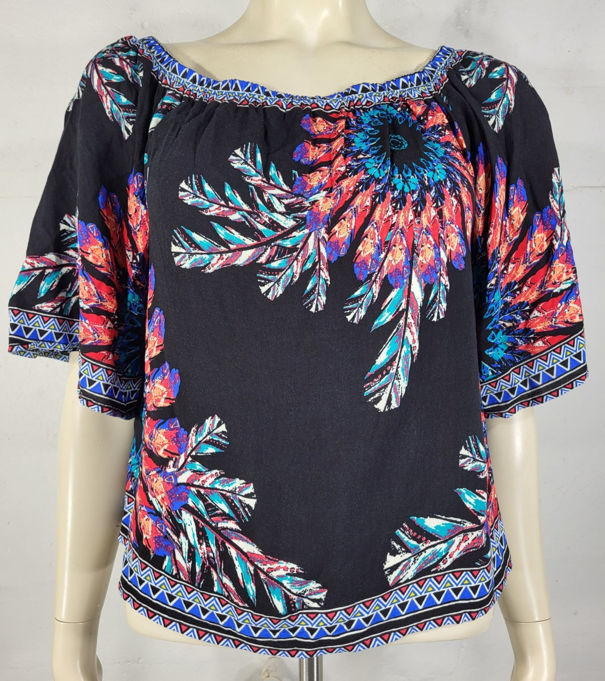Flying Tomato black green red blue 100% rayon boho blouse ladies Small