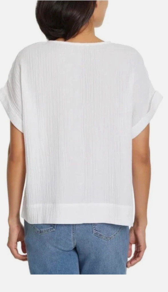 NWT Gloria Vanderbilt Womens Short Sleeve Cotton Gauze Pullover Med Choose Color