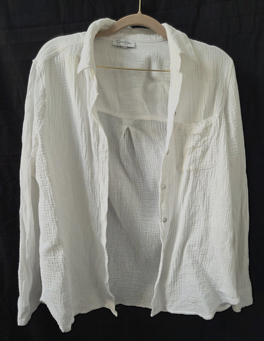 Jessica Simpson Sm White Gauze Button Up Shirt 100% Cotton Beach Vacation Resort