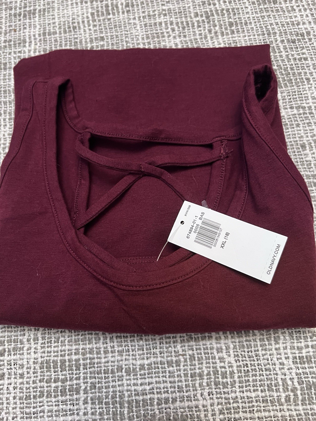 Old Navy Women’s XL Burgundy Solid Scoop Neck Crisscross Strap Back Tank Top