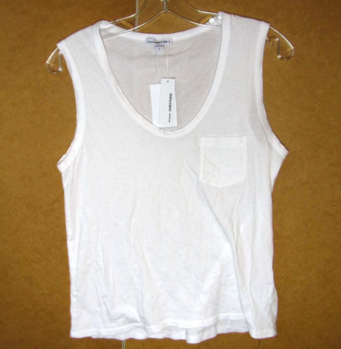 NWT James Perse Women’s Tank Top White 100% Cotton Size 1 Small