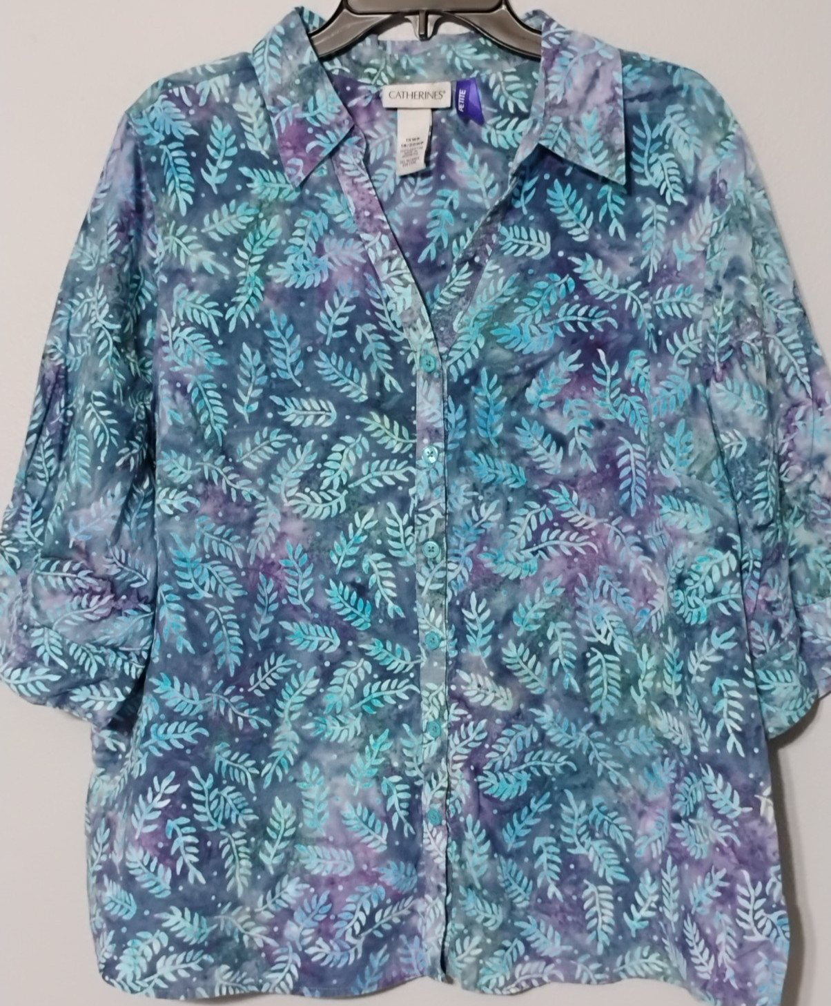 Catherines Button Shirts Tops Choose Womens 1X 18/20WP Petite V Neck Pineapples