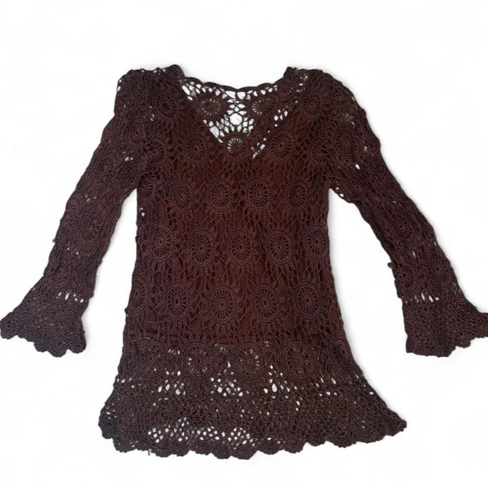 Joseph A. Women’s Brown Crochet Top