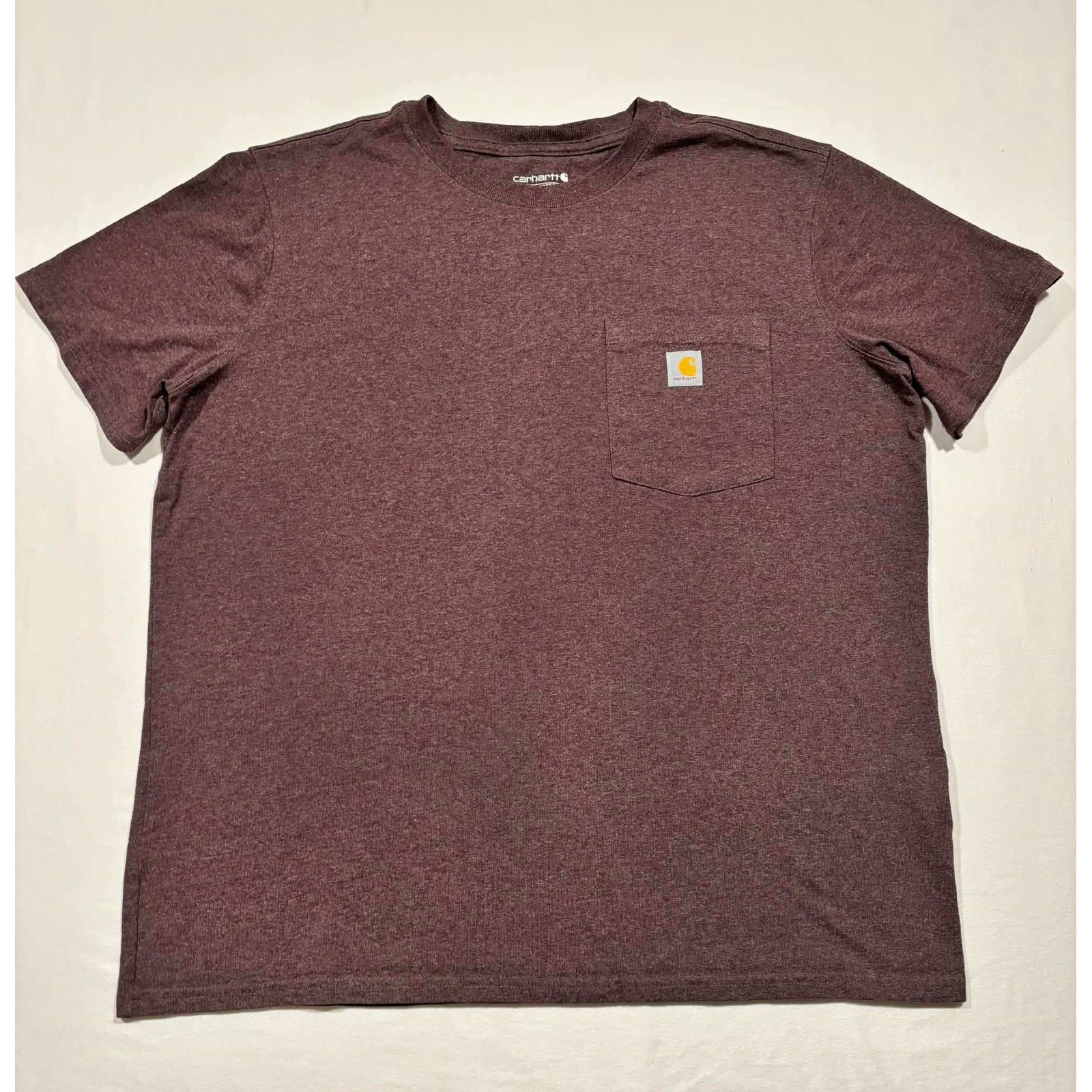 Carhartt Womens XL Loose Fit Pocket T-Shirt Heather Burgundy Short Sleeve Tee