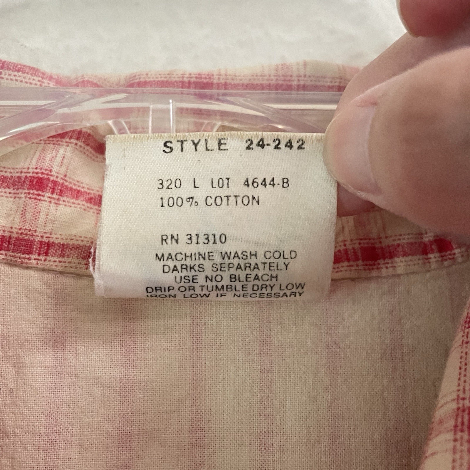 Vintage 90s Plaid Shirt Women’s S High Neck Gingham Pink & Cream Preppy USA