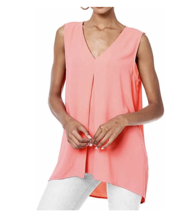 NWT Fever Women’s Sleeveless Tunic Top Color Peachy Pink Sizes M, L, XL $40