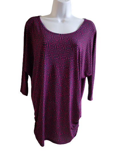MIX BY 41 HAWTHORN Red Patterned Kearny Dolman Top Women’s Size Small