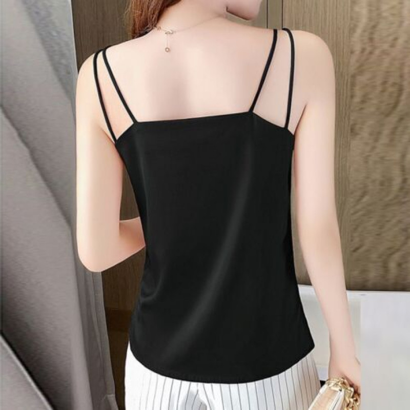 Womens Silk Spaghetti Strap Camisole Sexy Adjustable Satin Slip Soft Vest Tank