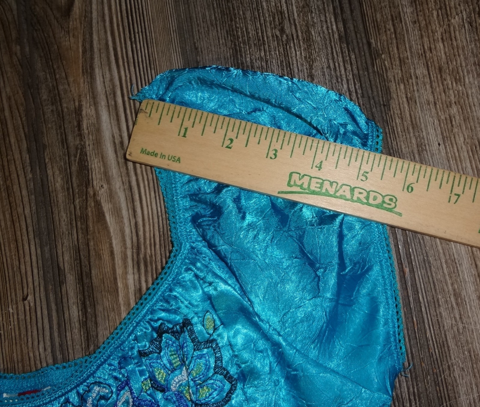Y2K Turquoise Embroidered Empire Waist Cap Sleeve Womens Sz Medium Boho