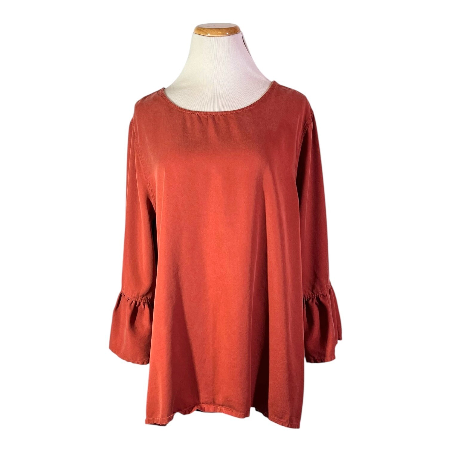John Mark Size XL Burnt Orange Top Hi-Lo Tencel