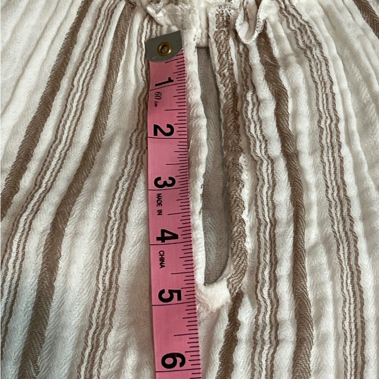 EVEREVE Striped Sleeveless Top White Brown Size XL 100% Cotton Neutral Boho Tank