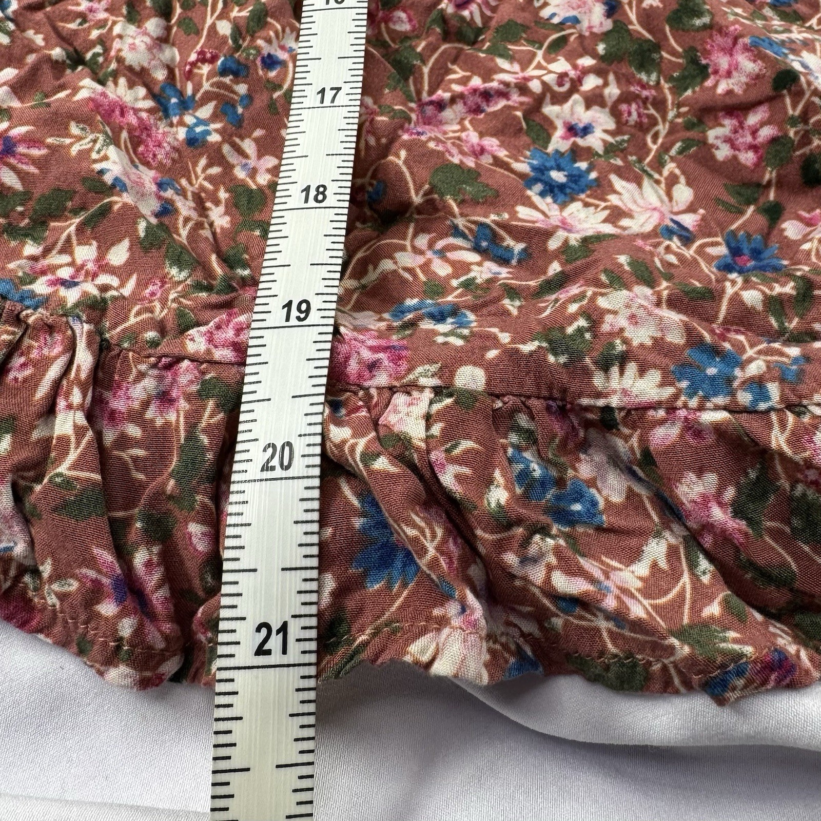Easel Top Large L Rust Red Floral Peplum Button Down Long Sleeve Boho Blouse