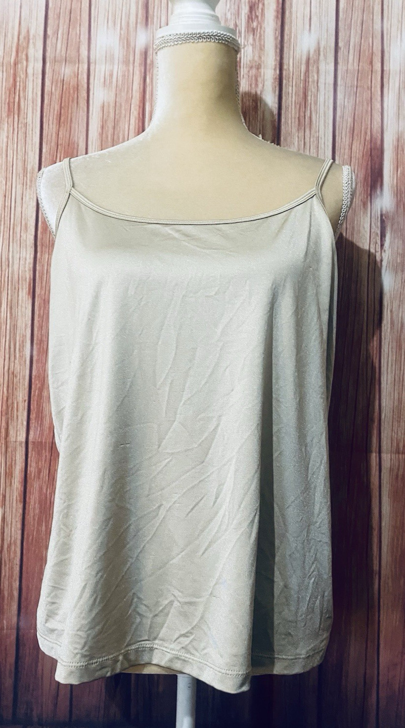 Women’s Size 18 20 Tank Top Cami Lane Bryant Beige/Gold Shiny Silky Stretch
