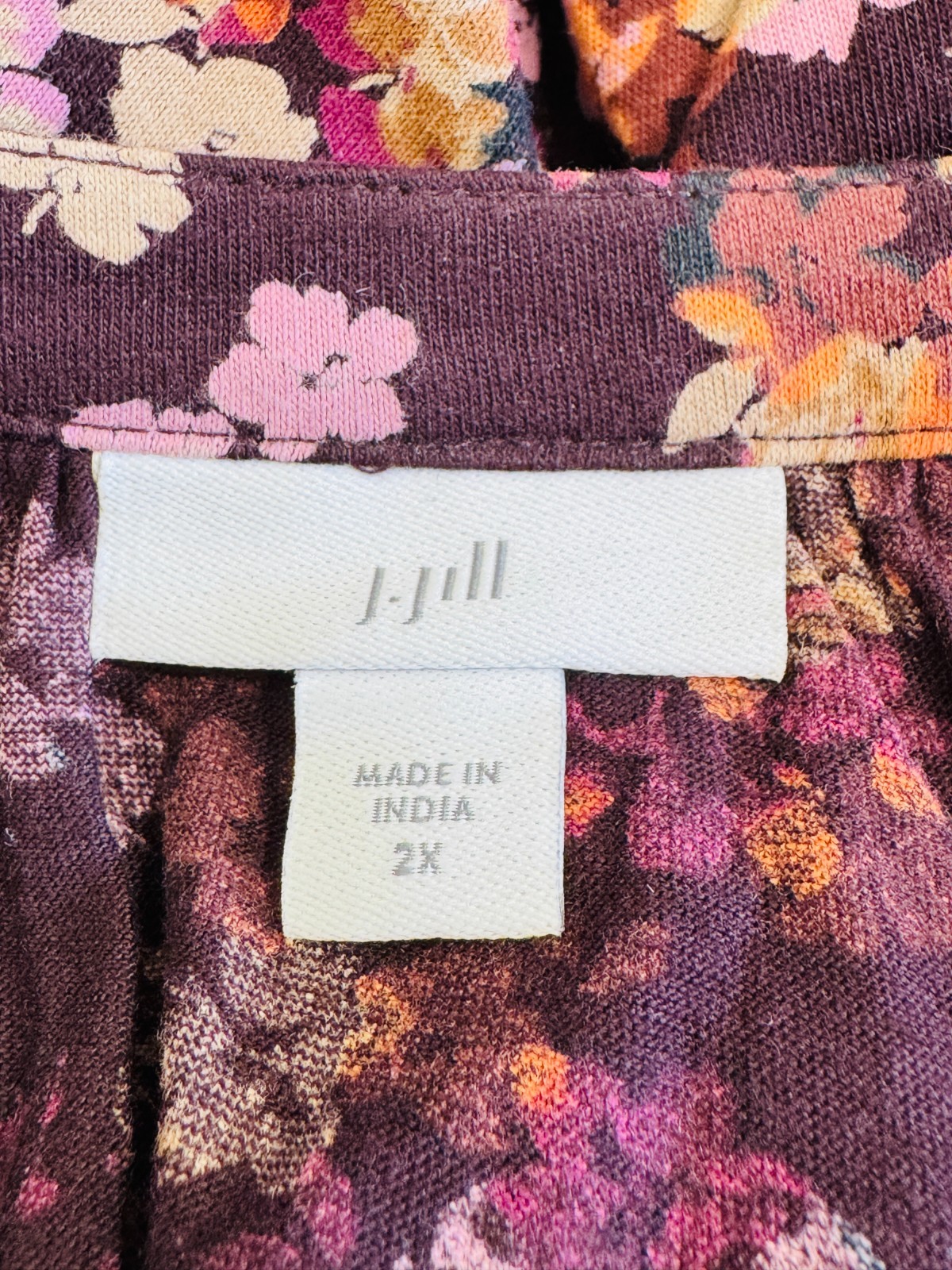 J. Jill Dark Plum Purple Floral Long Sleeve Button Up Blouse Top Sz 2X