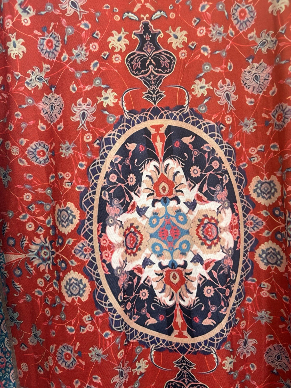 Women’s M Regular Red Blue Pink White Floral V-Neck Long Sleeve Pullover Top