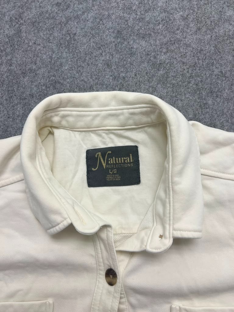 Natural Reflections Women’s Cream Off-White Button Down Shirt Jacket L/G XCZBNVC